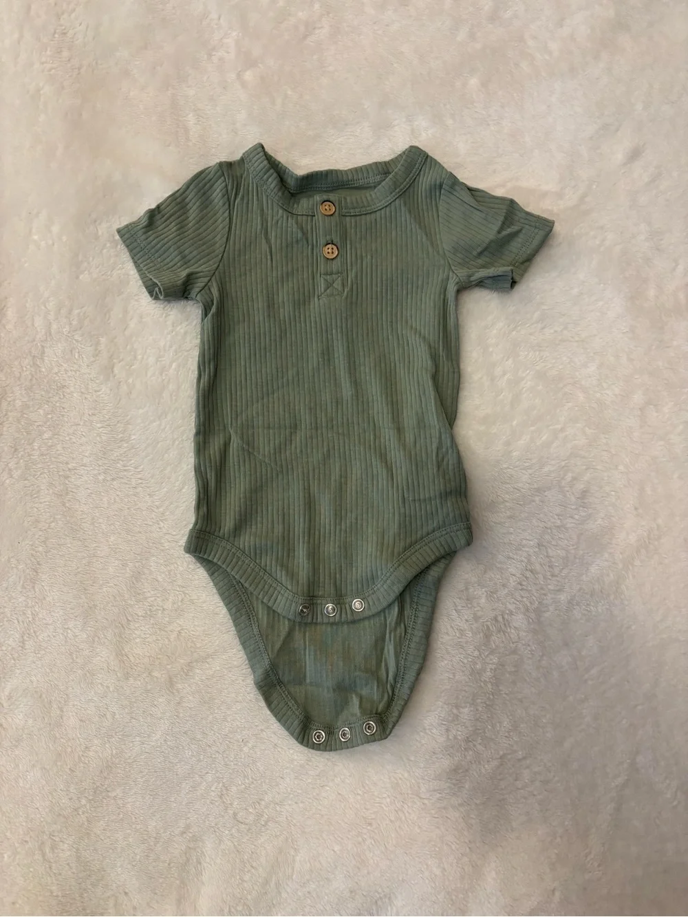 Cat & Jack 3-6M - ribbed short sleeve olive green one-piece